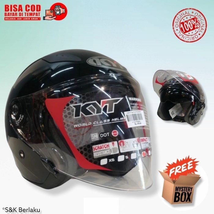 KYT Galaxy R hitam glossy double visor Original helm kyt double visor