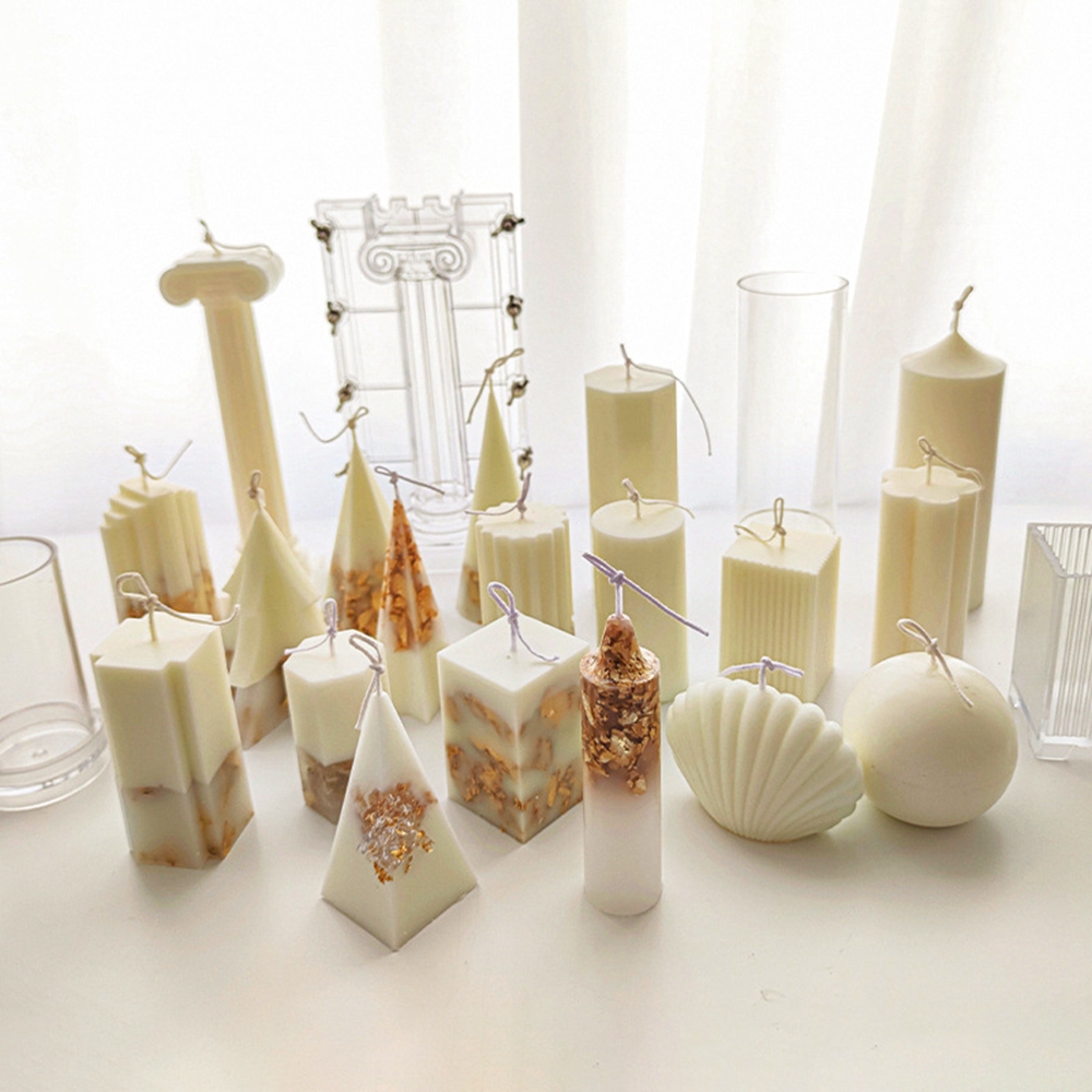 NOELT Handmade Plastic Material Columnar Acrylic Candle Making Molds Ice Flower Embossed Wax Model Candle Mold Aromatherapy Home Deor