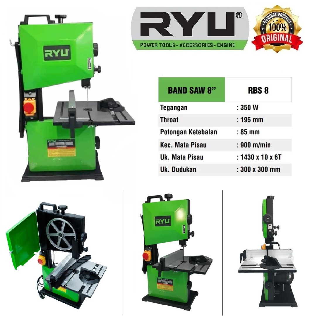 RYU Japan Technology RBS8" Gergaji Pita/Gergaji Sabuk RYU Mesin Gergaji