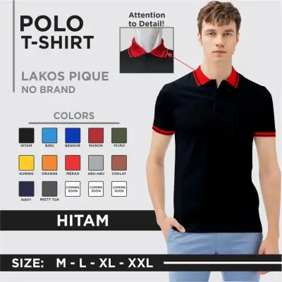 Kaos Kerah Pria // Kaos Polo Shirt //Kaos Polos Pria // Kerah Kombinasi Seragam Polos // Polo T shirt M L XL XXL