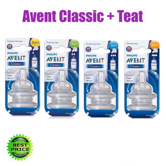Philips AVENT Classic Teat dot isi 2pcs/ Dot susu avent Ukuran 0m