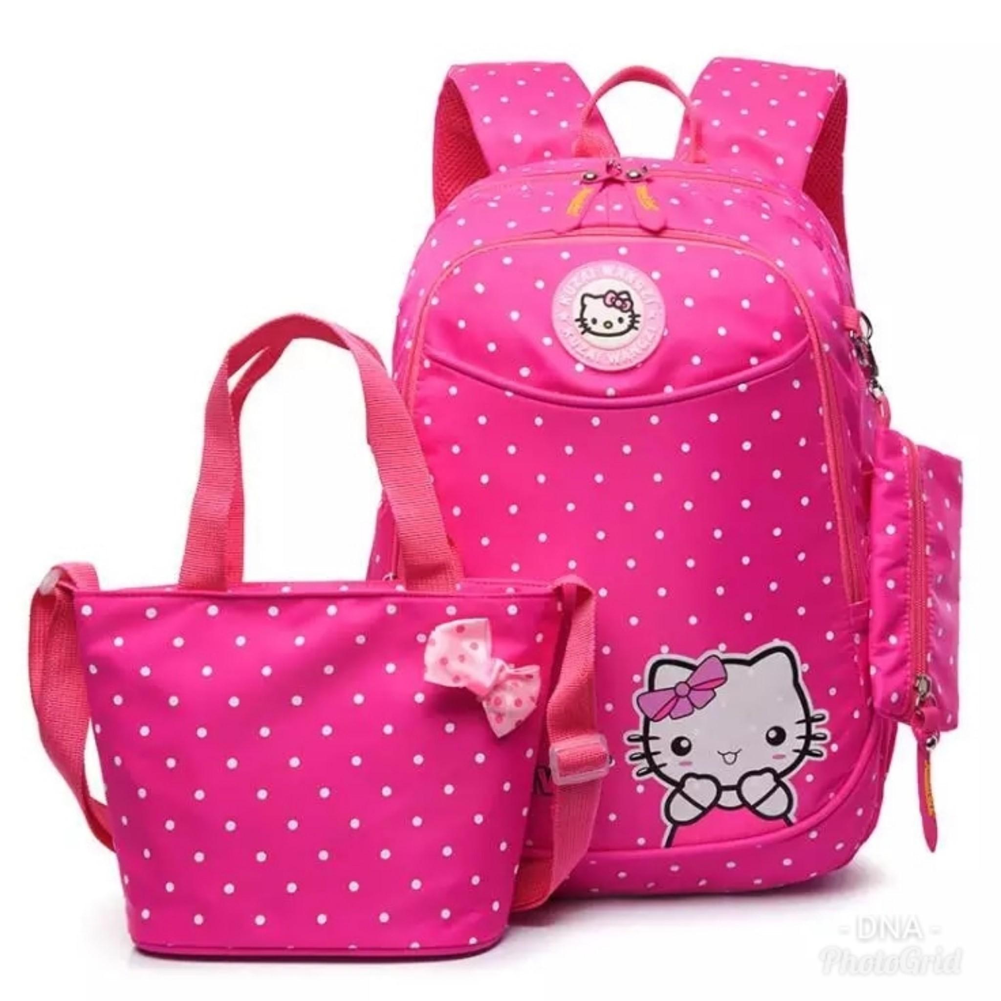 BLACKSOIL_ID TAS ANAK SEKOLAH BACKPACK FASHION HELLO KITTY 2IN1 TAS SEKOLAH