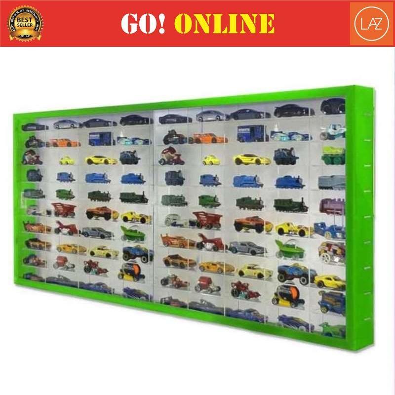 Rak Akrilik Hotwheels Standar Non Header isi 100 Unit Pintu Sleeding