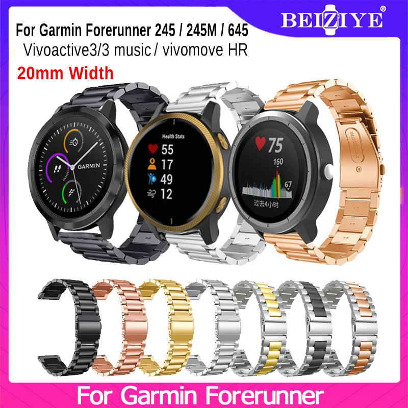 Dây đeo đồng hồ 20 mm dành cho thiết bị đeo tay thay thế dây đeo bằng kim loại của Garmin Vivoactive 3 Âm nhạc / Forerunner 245 cho Phụ kiện cho Vivomove HR / Forerunner 645 Smartwatch 20mm với
