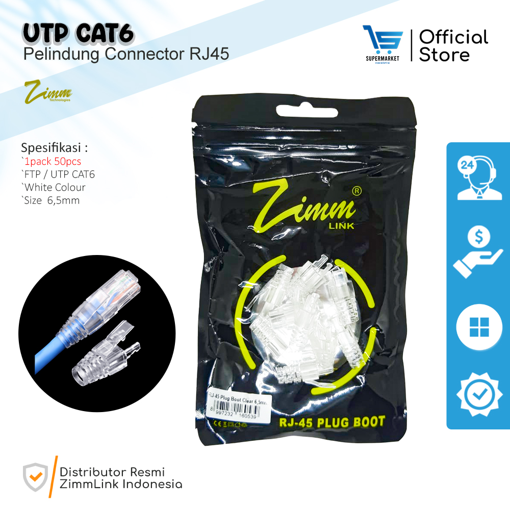 Plug Boot ZimmLink 6,5mm Plugboot RJ45 UTP FTP /STP CAT 6 1Pack 50Pcs