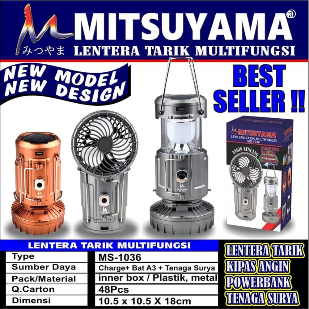 Mitsuyama Lampu Emergency Lentera Tarik Multifungsi + Kipas Angin 2 In 1 Ms-1036 Lentera Senter Camping Tenaga Surya Solar Baterai Daya Isi Ulang Powerbank Rechargeable - 1 Pcs By Health And Beauty Solution.