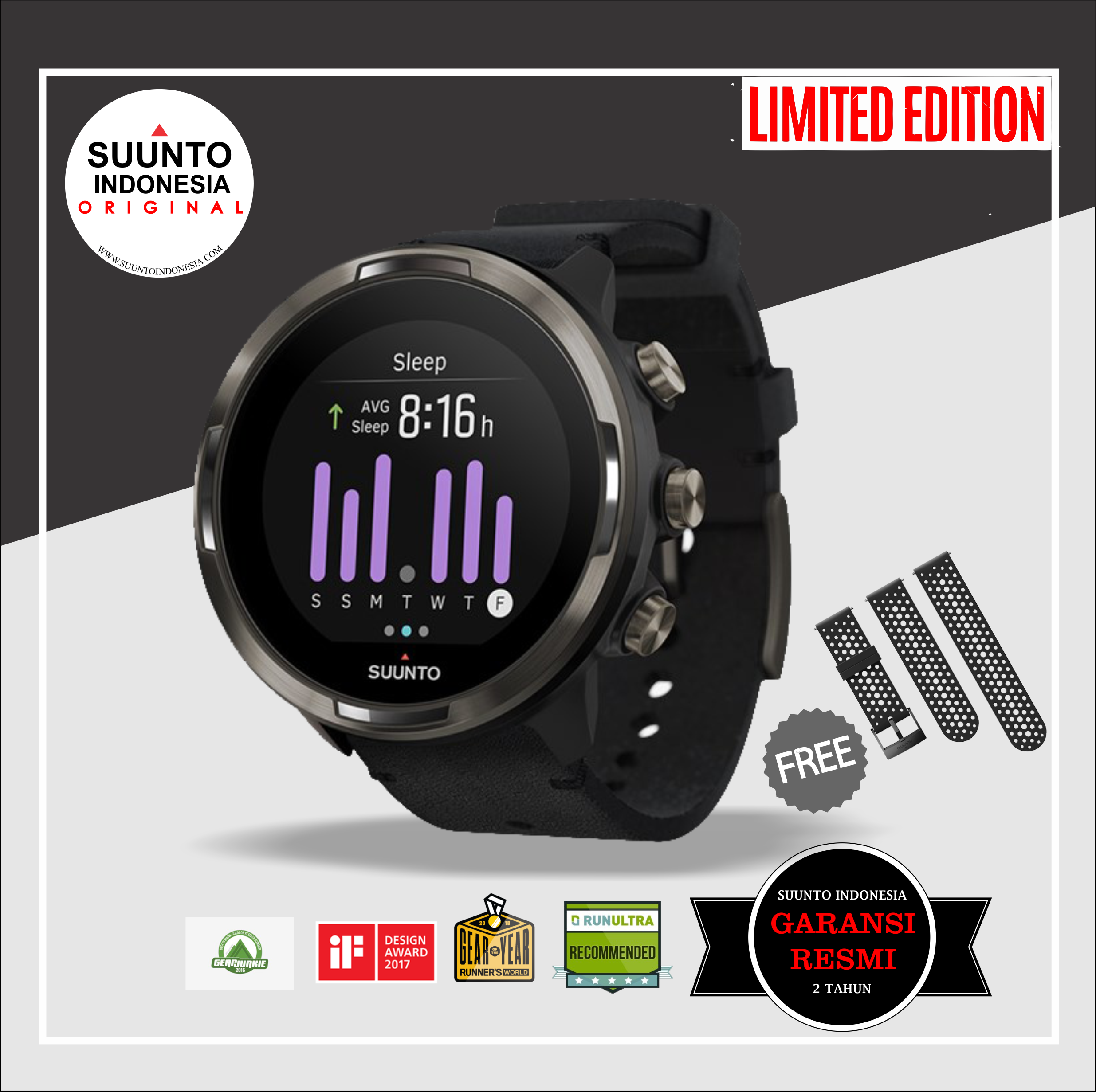 SUUNTO BARO TITANIUM LEATHER ORIGINAL GARANSI RESMI JAM TANGAN