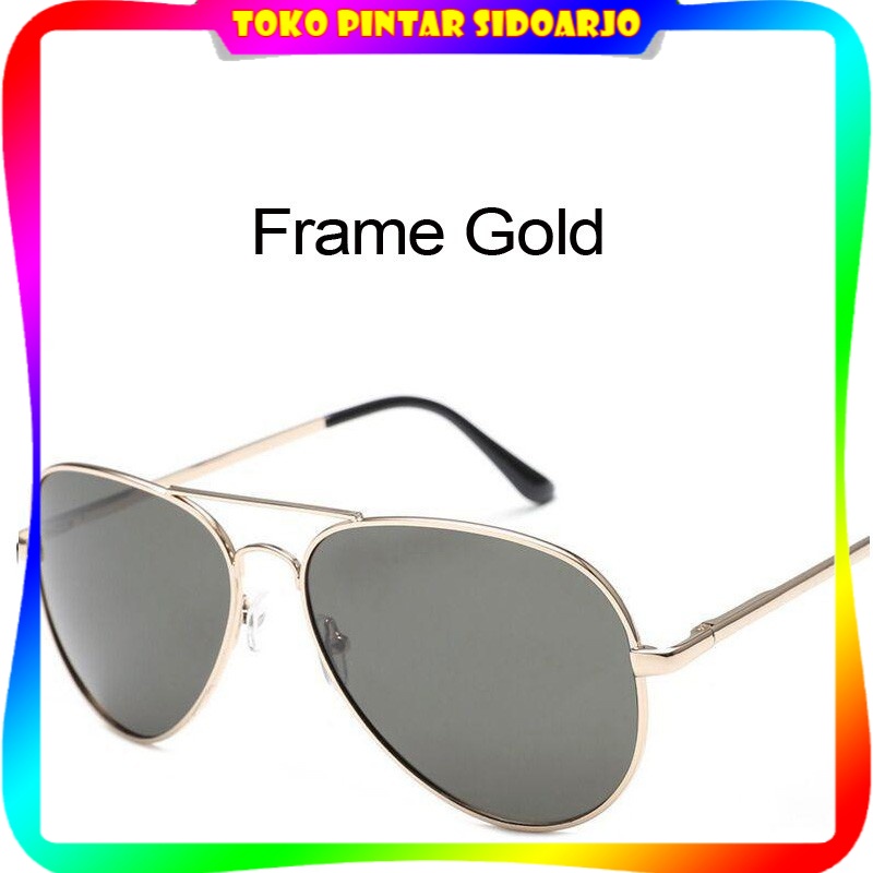 Kacamata Classic Retro Pilot Kacamata Hitam Wanita Pria Besi Frame