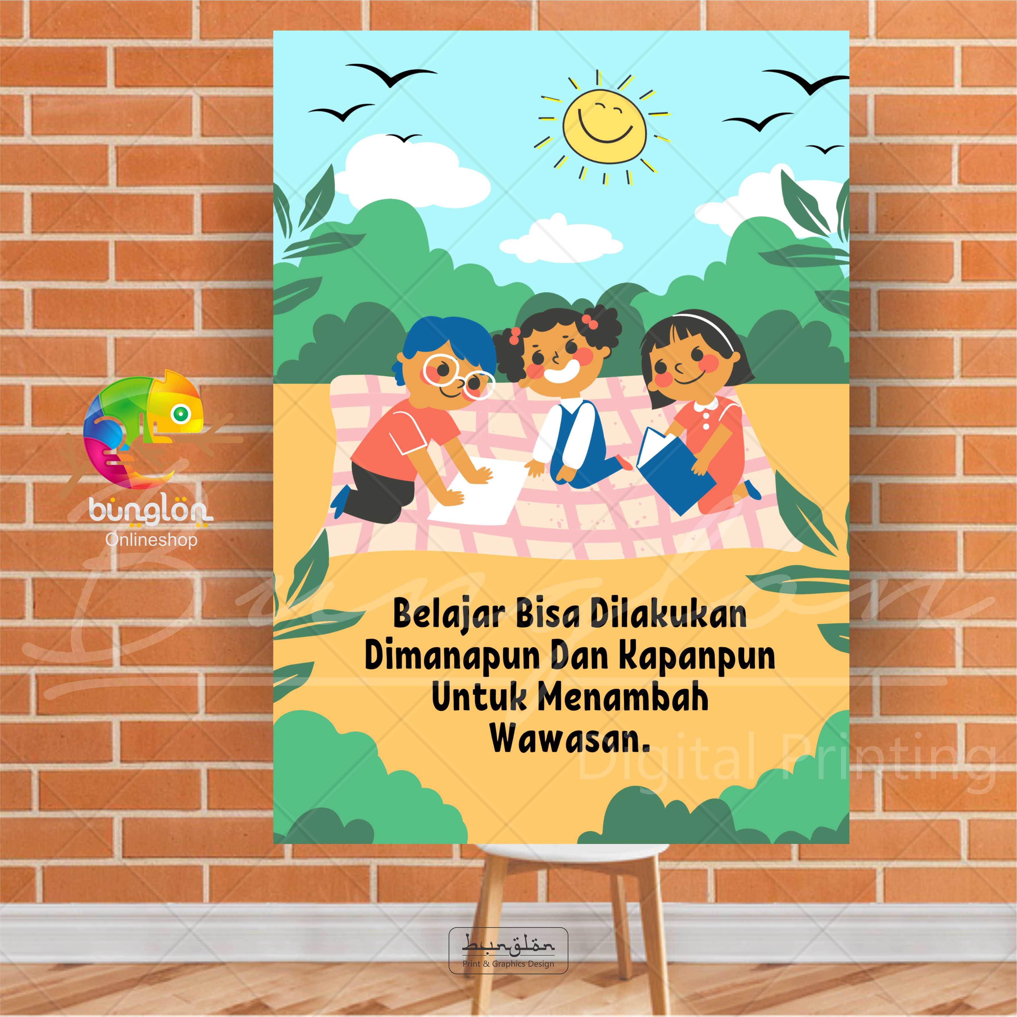Poster Edukasi Belajar Bisa Dilakukan Dimanapun dan Kapanpun | Lazada