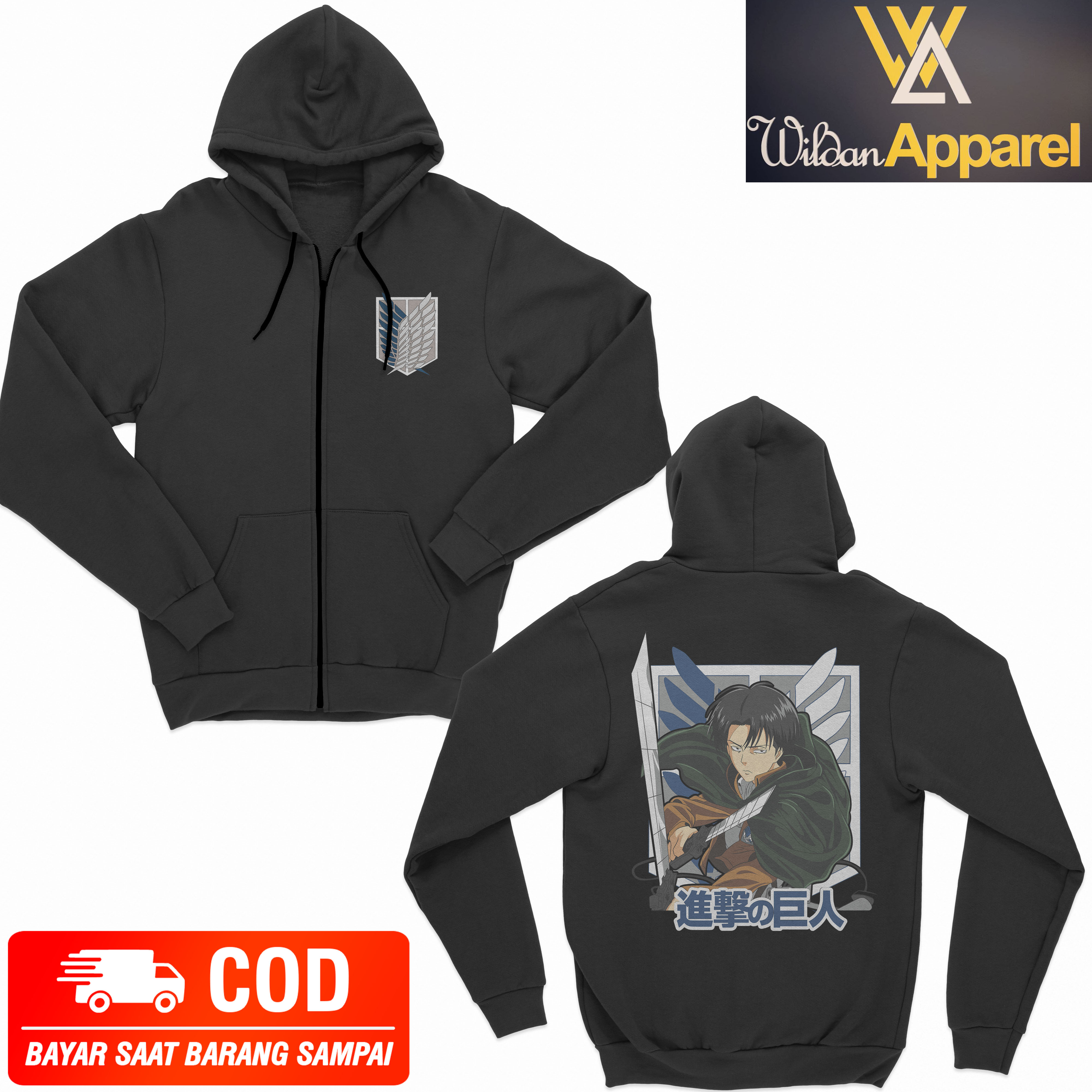JAKET ZIPPER ANIME ATTACK ON TITAN LEVI ACKERMAN BIG SIZE JUMBO
