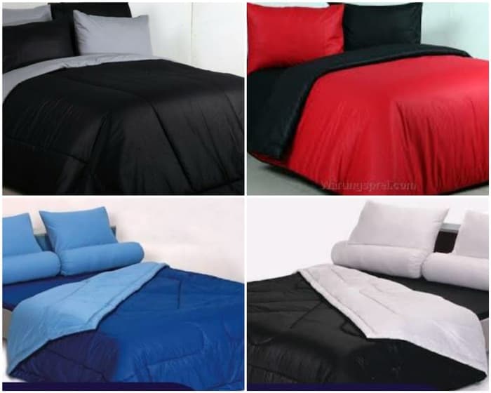 Bedcover Set Polos 120x200 Hitam Abu Lazada Indonesia