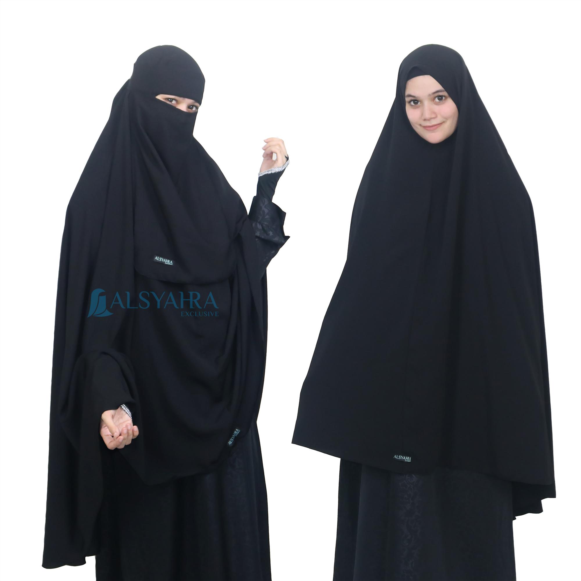 Set Long Khimar Syari Niqab Bandana Non Pet Size XXL Alsyahra Exclusive