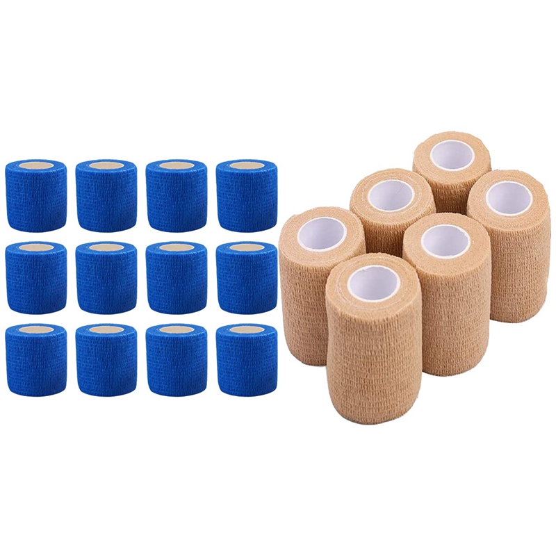 12x SelfAdhesive Elastic Wrap Bandage Tape(5X450cm)Blue & 6 Packs