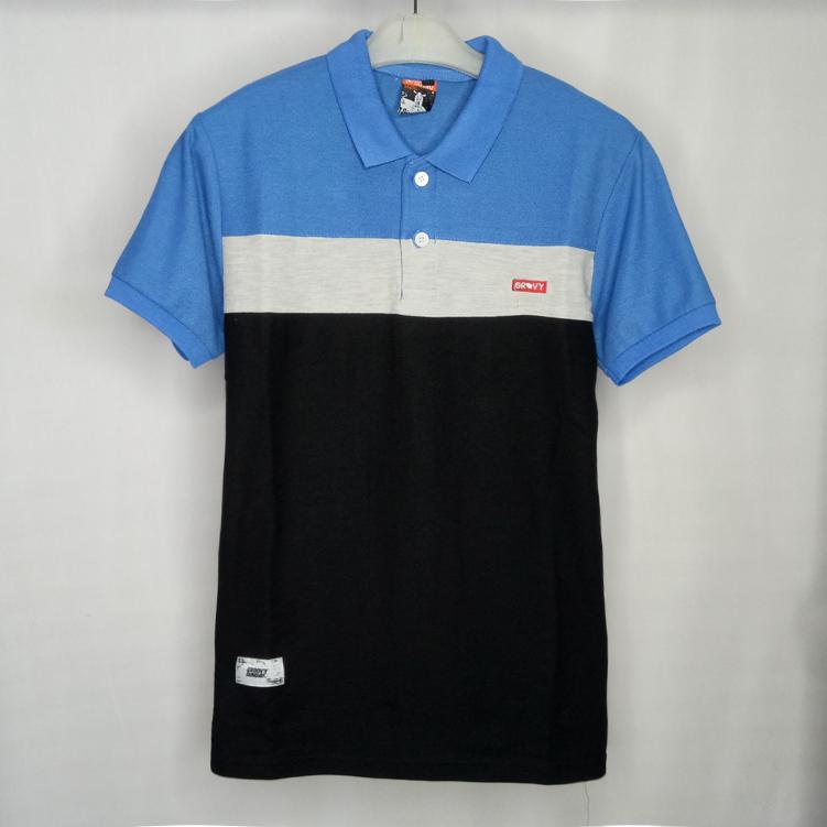 Baju kece polo shirt biru mix abu hitam poloshirt pria kaos kerah pria santai casual elegan model terbaru kaos kerah kombinasi 3 warna kaos distro
