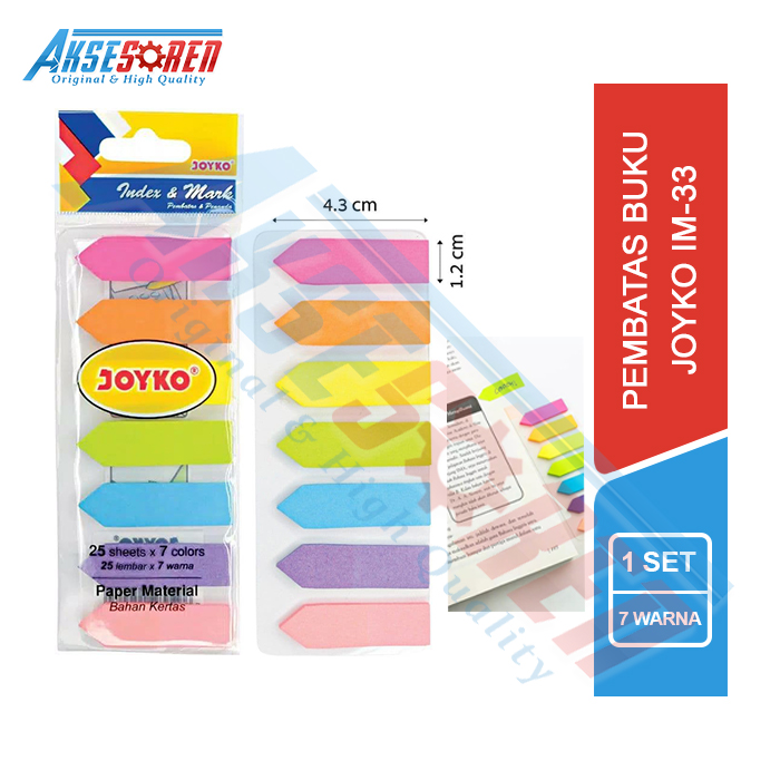 Pembatas Kertas Joyko [IM-33] / Sticky Notes / Penanda Halaman Bacaan ...