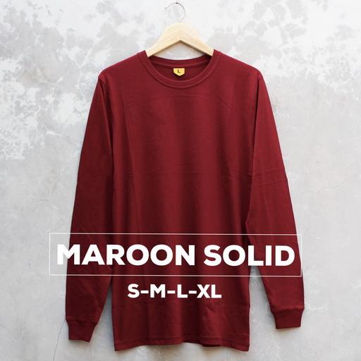 Sahara Store Kaos Polos LONGSLEEVE - LS MAROON SOLID - Baju Polos Merah Marun Tangan Panjang / Lengan Panjang Size S M L XL / Kaos Polos Cotton Combed 30s Pria Wanita / Baju Kaos Polos Distro