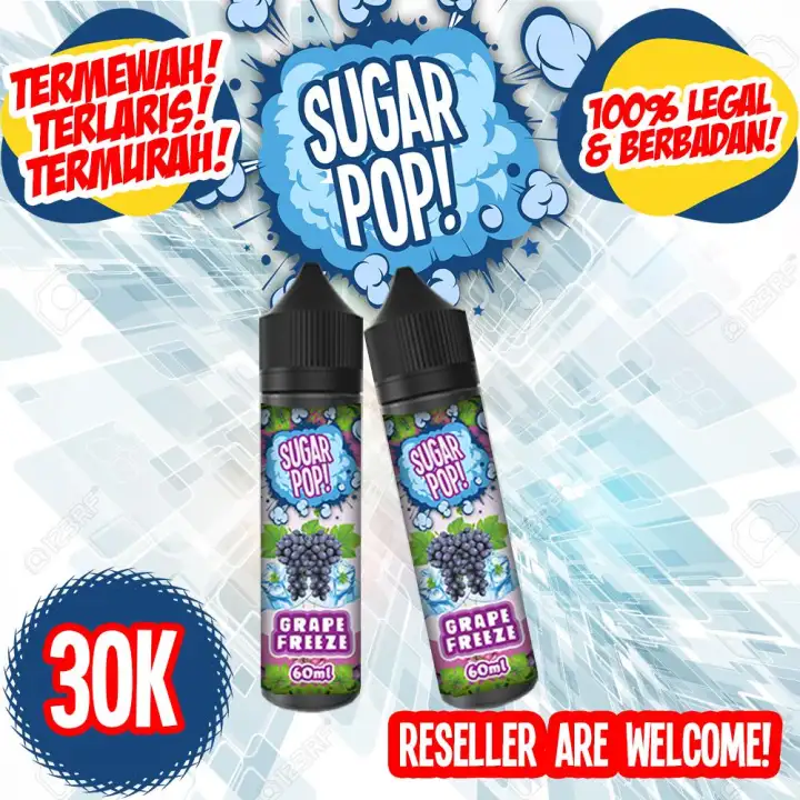 Bisa Cod Liquid Vape 60 Ml Sugar Pop Rasa Grape Freeze Enak Untuk