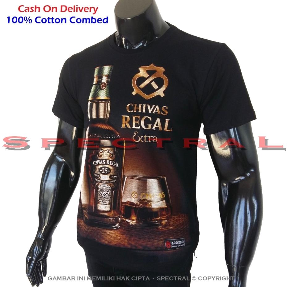Spectral - Black Premium Cotton – Kaos Chivas Regal Gold Minuman - Pure Cotton Combed 30s - Real Pic - Ready Stock - Jakarta - Distro Bandung - Keren - Bahan Bagus - Lembut - Nyaman - Adem - Awet - Simple Fashion - Lazada Express – Hitam