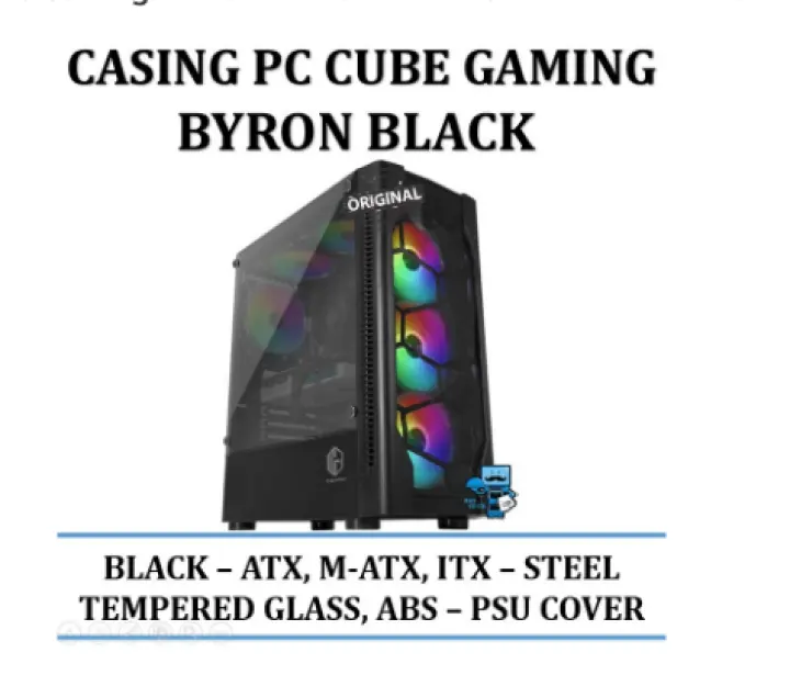 Casing Pc Cube Gaming Byron Black Left Side Tempered Glass Lazada Indonesia