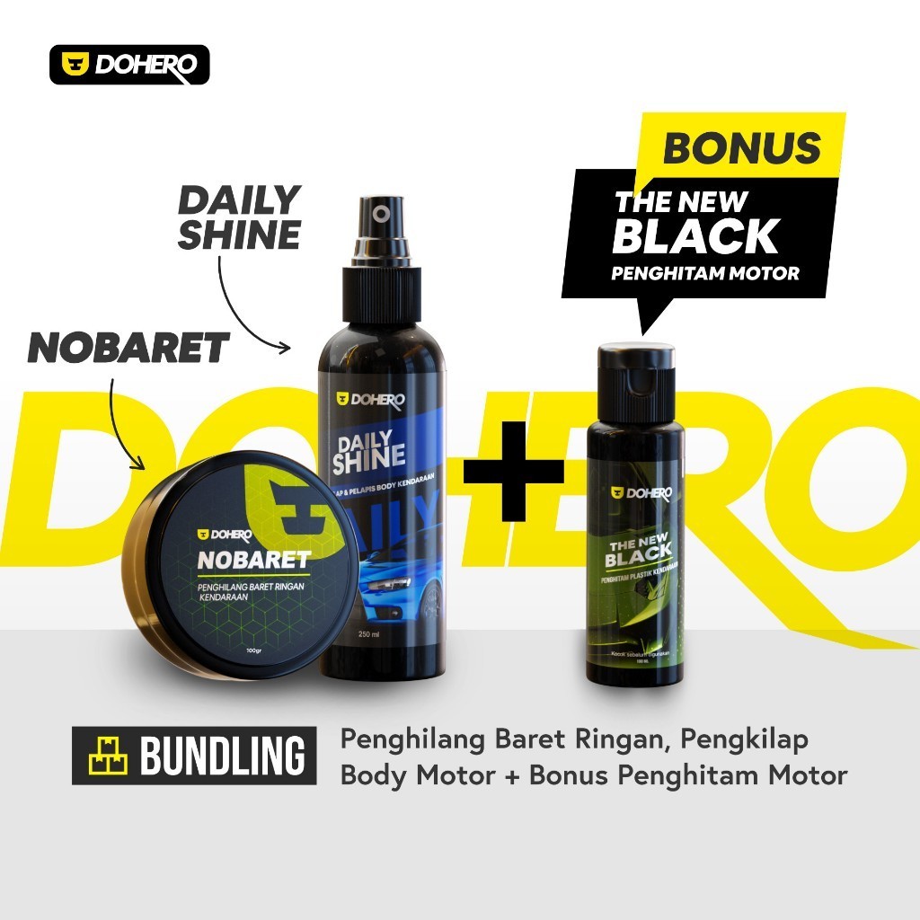 Dohero Light Scratch Removal Package, Car Motorcycle Body Polish, Permanent Motorcycle Body Blackening Bonus - Nobaret Bundling Harga 75,000 rupiah*Gratis Ongkir