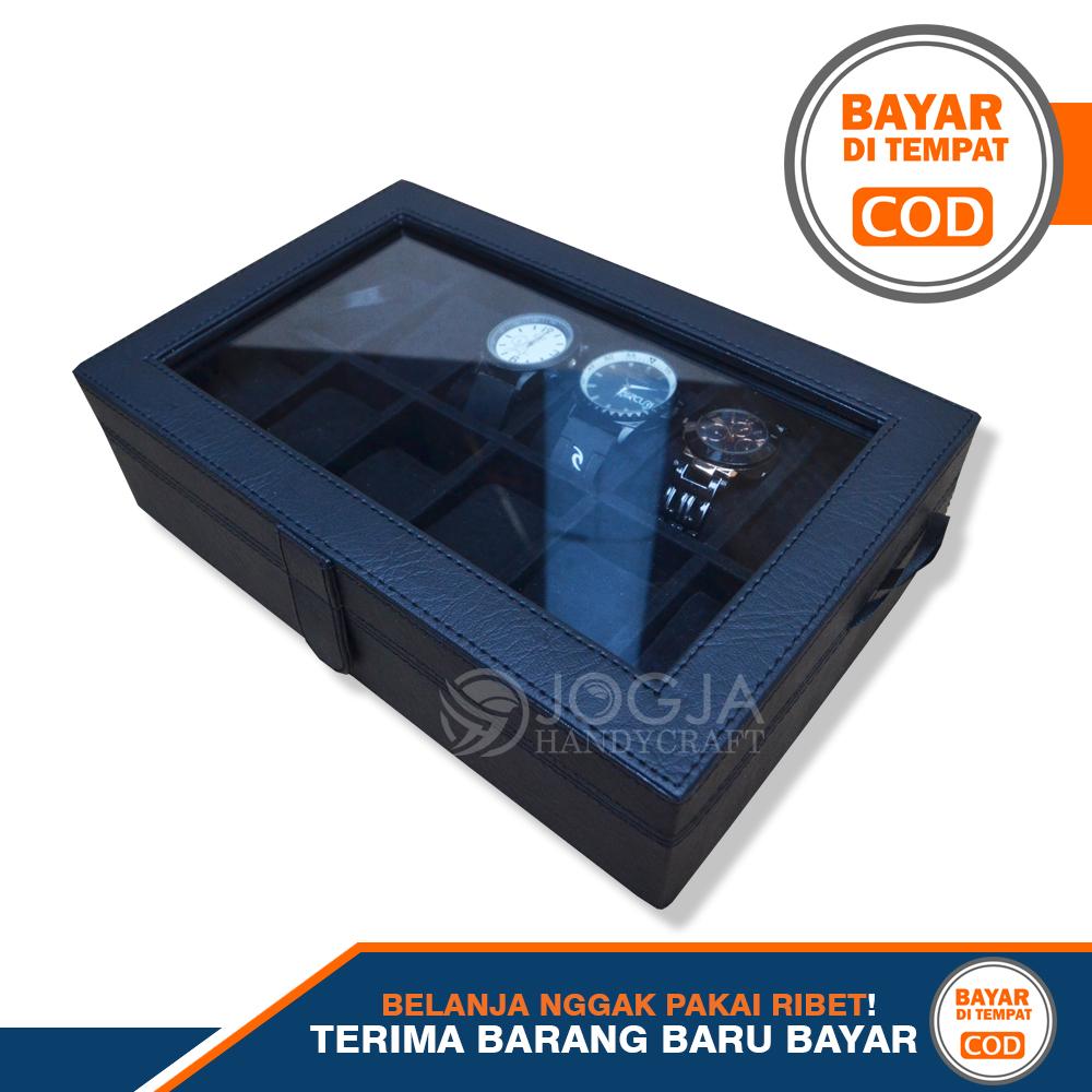 Full Black Watch Box / Tempat Jam / Kotak Jam Tangan Isi 12