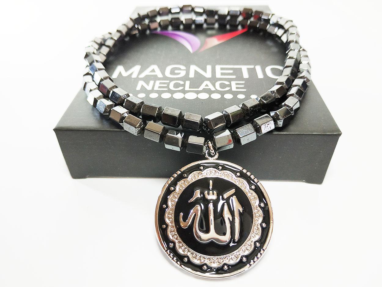 VeE 1 Set Kalung Gelang Magnet Tabung Cutting Liontin Titanium Tauhid Lafadz Allah Asli Korea- Kalung Terapi Kesehatan
