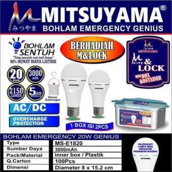 Promo Eksklusif Grosir Bohlam Lampu Led Emergency 20 Watt Ajaib Jenius Mitsuyama Ms E1820 Berkualitas Lazada Indonesia