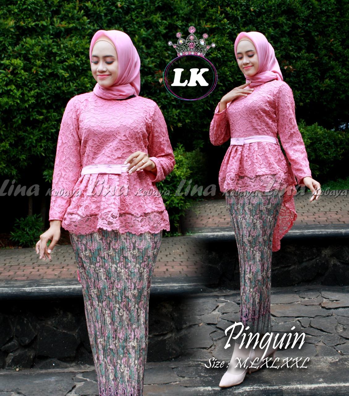 SETELAN KEBAYA BRUKAT PINGUIN KEBAYA MODERN KEBAYA WISUDA - PINK