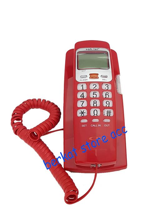 Sahitel Telepon Kabel dengan LCD Single Line S37 - Merah