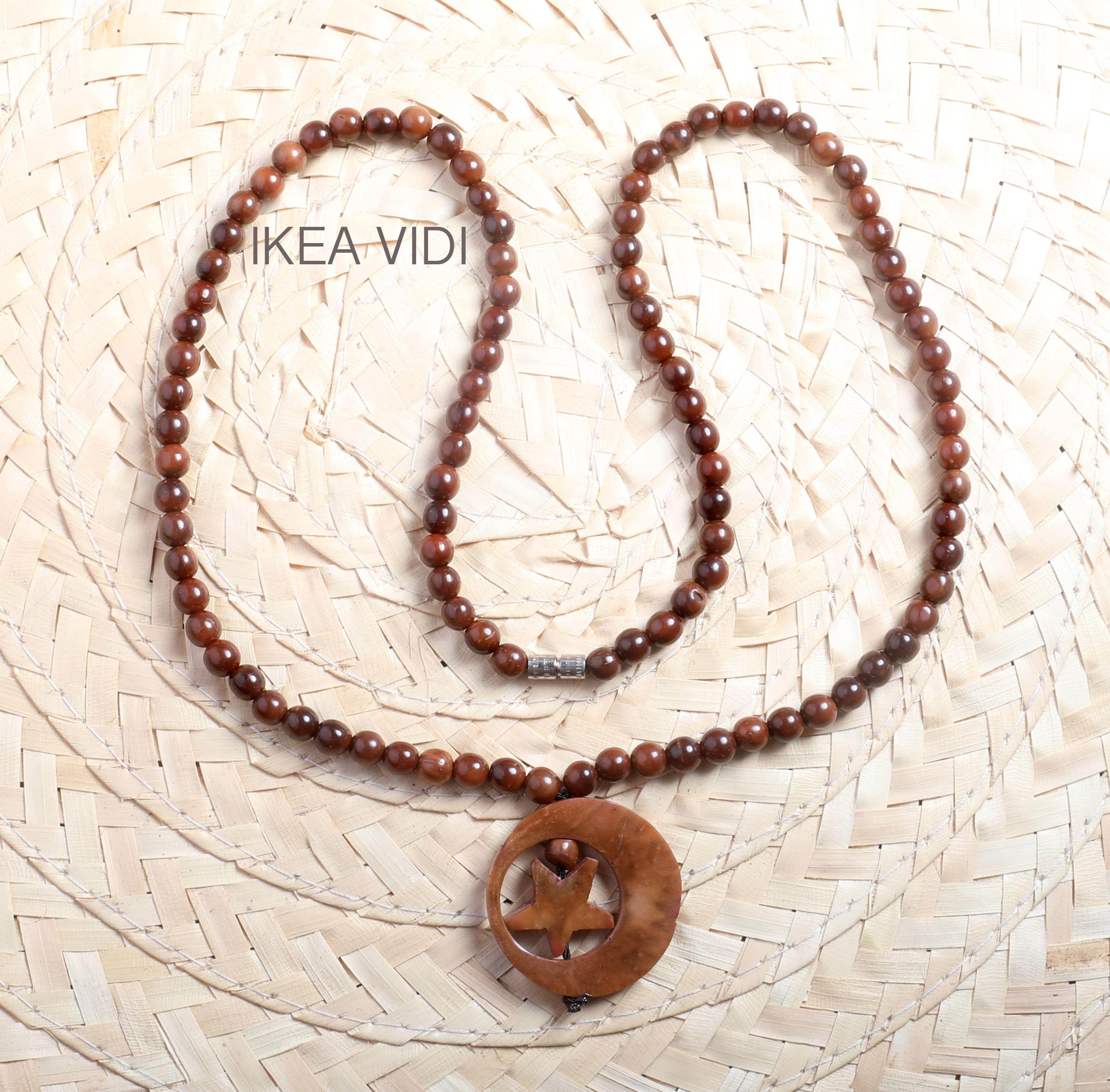 Kalung Kokka Merica Bulat Kecil Cokelat Diameter 5mm Bulan Bintang - Kaukah Kaokah Kauka Koka