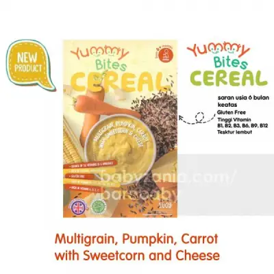 Yummy Bites Cereal Sereal MPASI Bayi 100 gr - Multigrain, Pumpkin, Carrot with Sweetcorn and Cheese