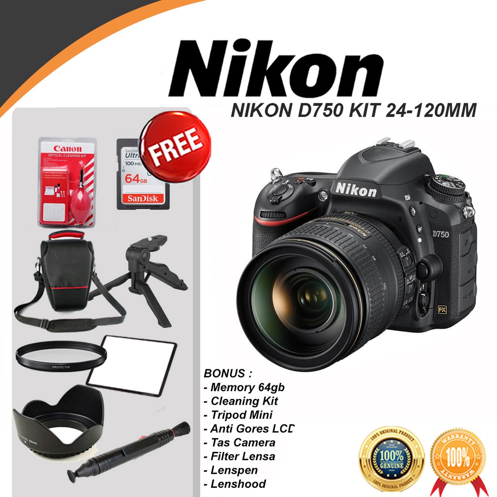 NIKON D750 KIT 24-120MM VR - GARANSI DAN ORIGINAL Varian Paket