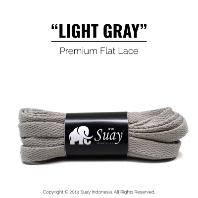 SUAY Premium Shoelace | TALI SEPATU Flat Gepeng Light Gray Warna Abu Muda 115cm