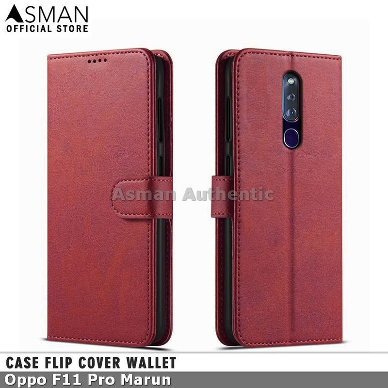 Asman Case Oppo F11 Pro Leather Wallet Flip Cover Premium Edition