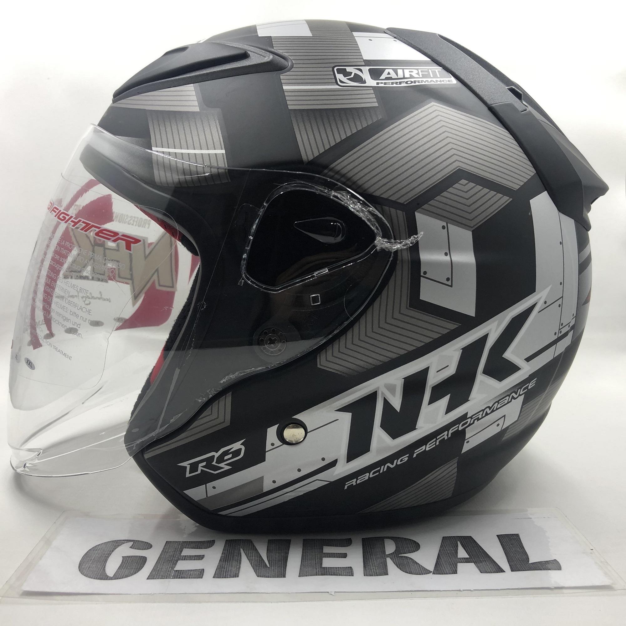 Nhk R6 Helm NHK R6 Motif Cube Black Silver Doff Hitam Abu Dop Half Face ...