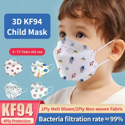 10Pcs 3D Kids Korea KF94 Protective Face Mask Reusable 4 Ply Protection Mask Dust proof 3-12 years old use