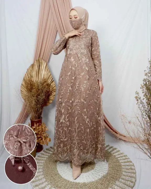 Baju brokat gamis untuk pesta