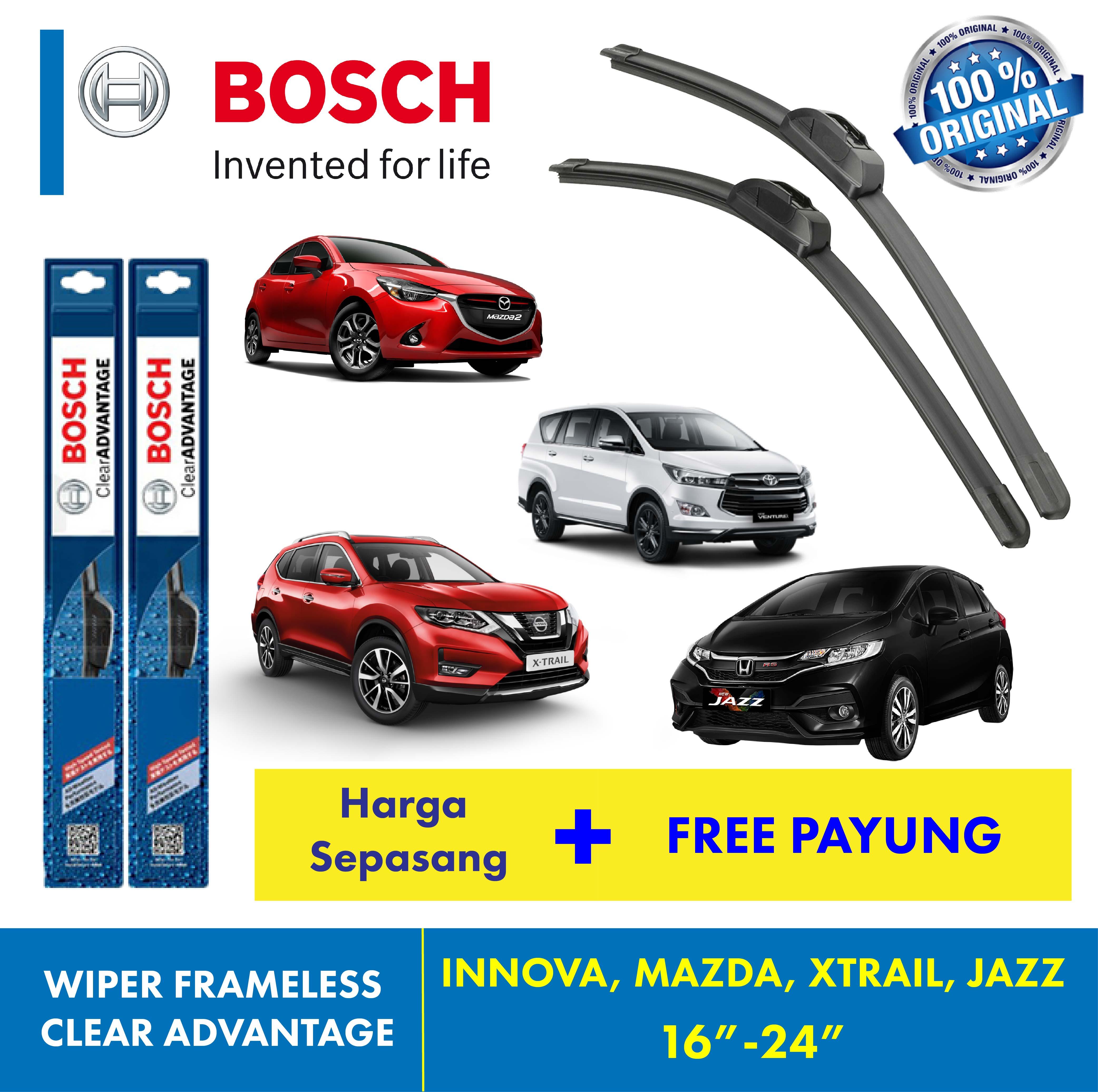 Wiper Frameless BOSCH Set innova, Mazda, Xtrail, All new Jazz