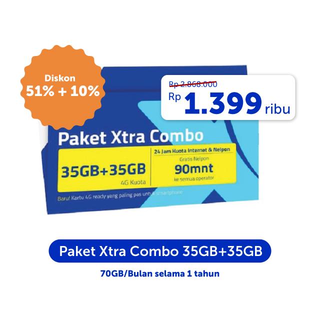 Kartu Perdana & Paket Xl Xtra Combo 35gb + 35gb 12 Bulan By Xl Axiata Official Store.
