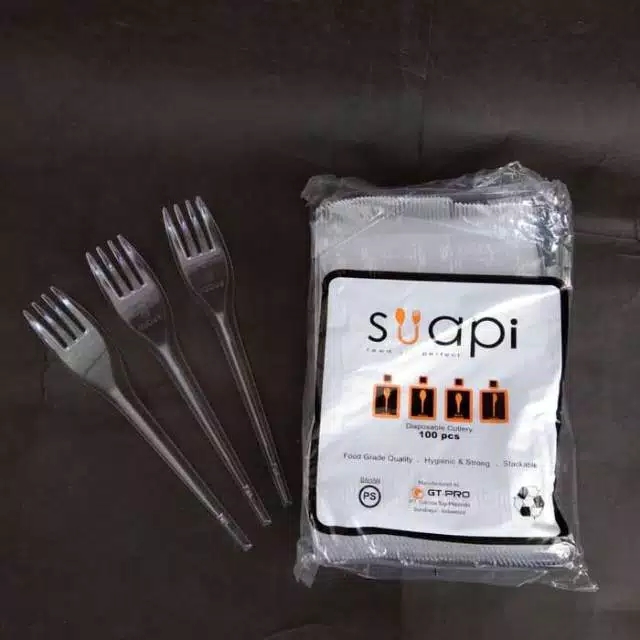 1 Pak 100pcs Suapi Sendok Makan Plastik Bening Transparan Atau Garpu