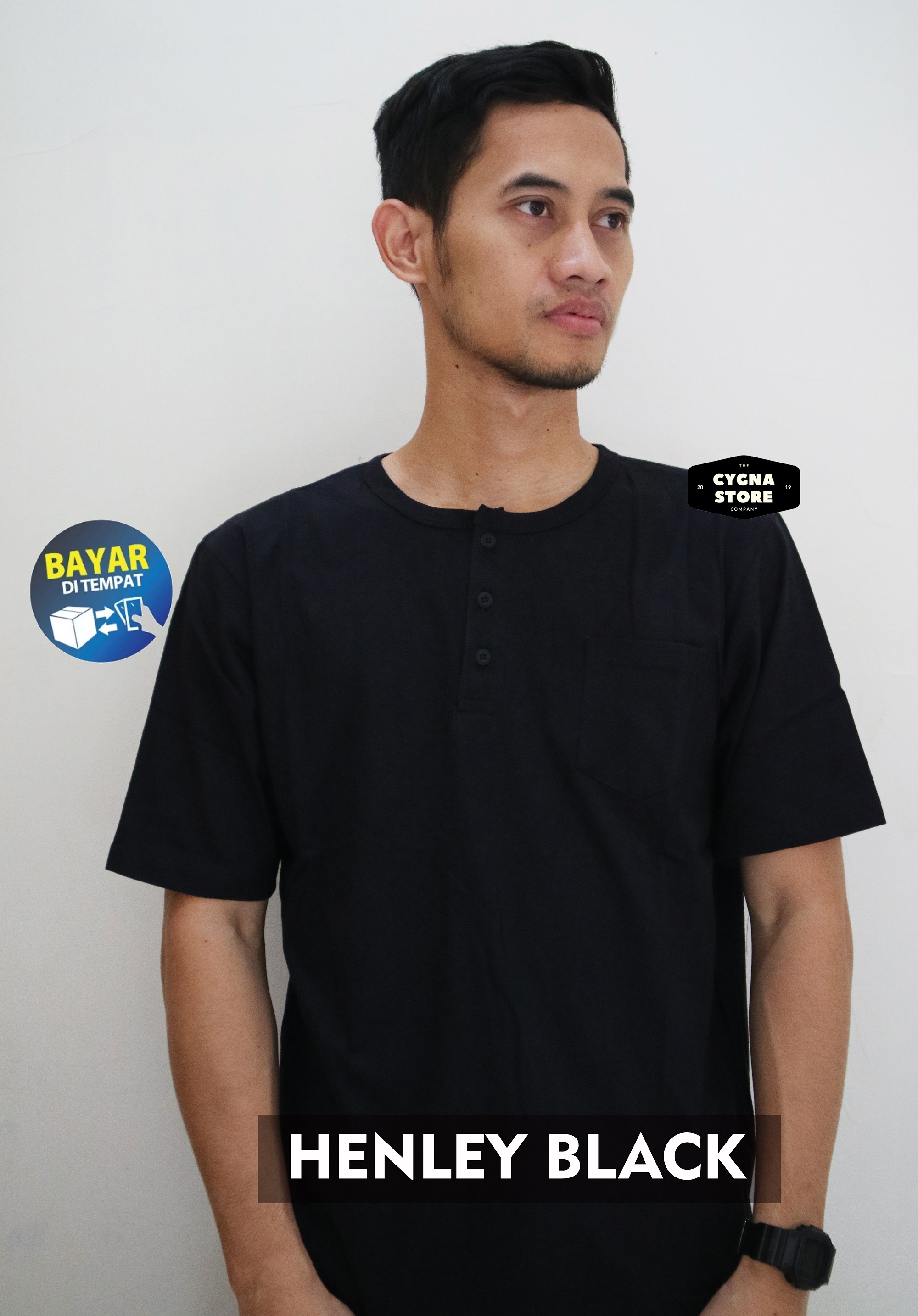 Kaos Polos Kancing Warna Hitam Cotton Combed 30s/ KAOS POLOS KANCING ...