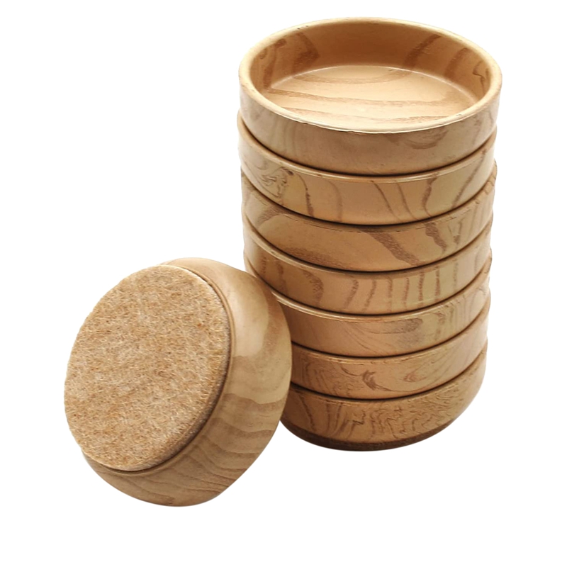 8Pcs Felt Floor Cups 60mm Round Furniture Felt Castors Non Slip Floor