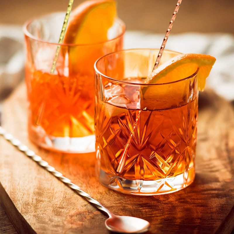 Cocktail Spoon Bar Stirring Spoon Long Handle Stainless Steel Spiral Pattern Cocktail Mixing