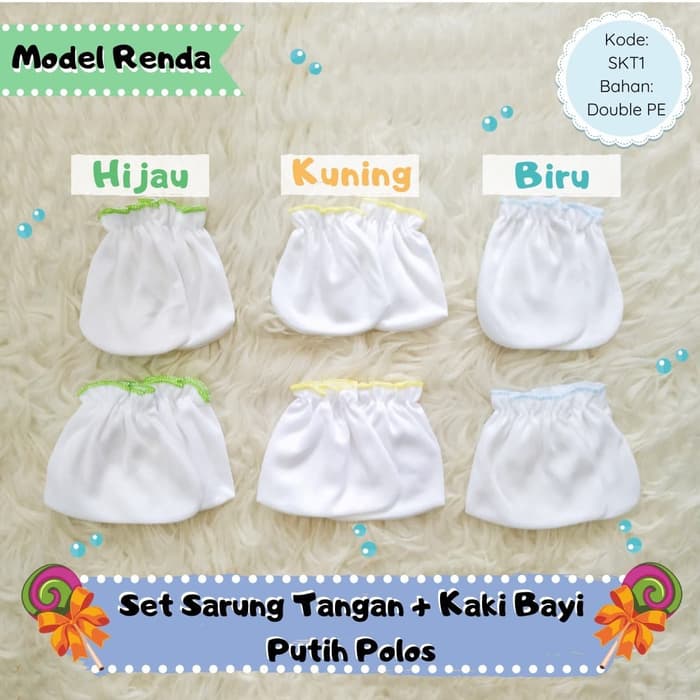 3 Set Sarung Tangan Kaki Bayi Newborn Putih Polos Model Renda Lazada Indonesia