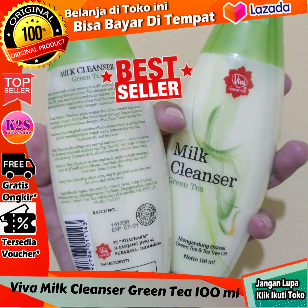 Viva Milk Cleanser Green Tea 100ml Original BPOM Viva Susu Pembersih