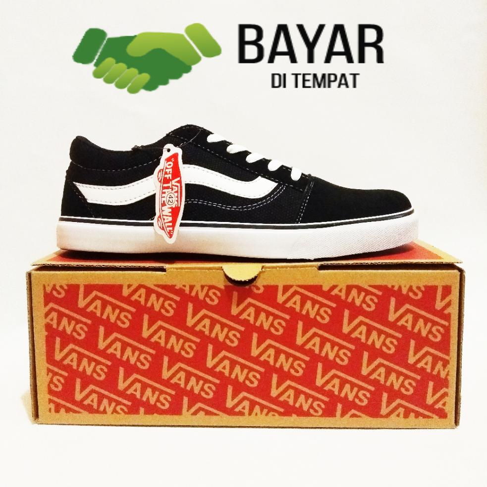 Sepatu vans121_old skool casual classic sneakers unisex black white