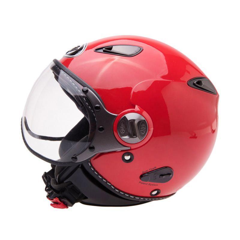 helm KYT Elsico Helm Half Face - Solid Fire Red