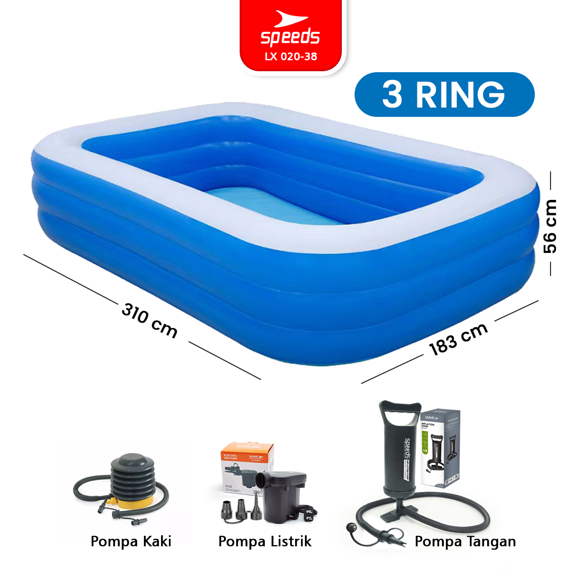 SPEEDS Kolam Berenang 310cm Anak Kolam 310cm Kolam Renang Mandi Bola ...
