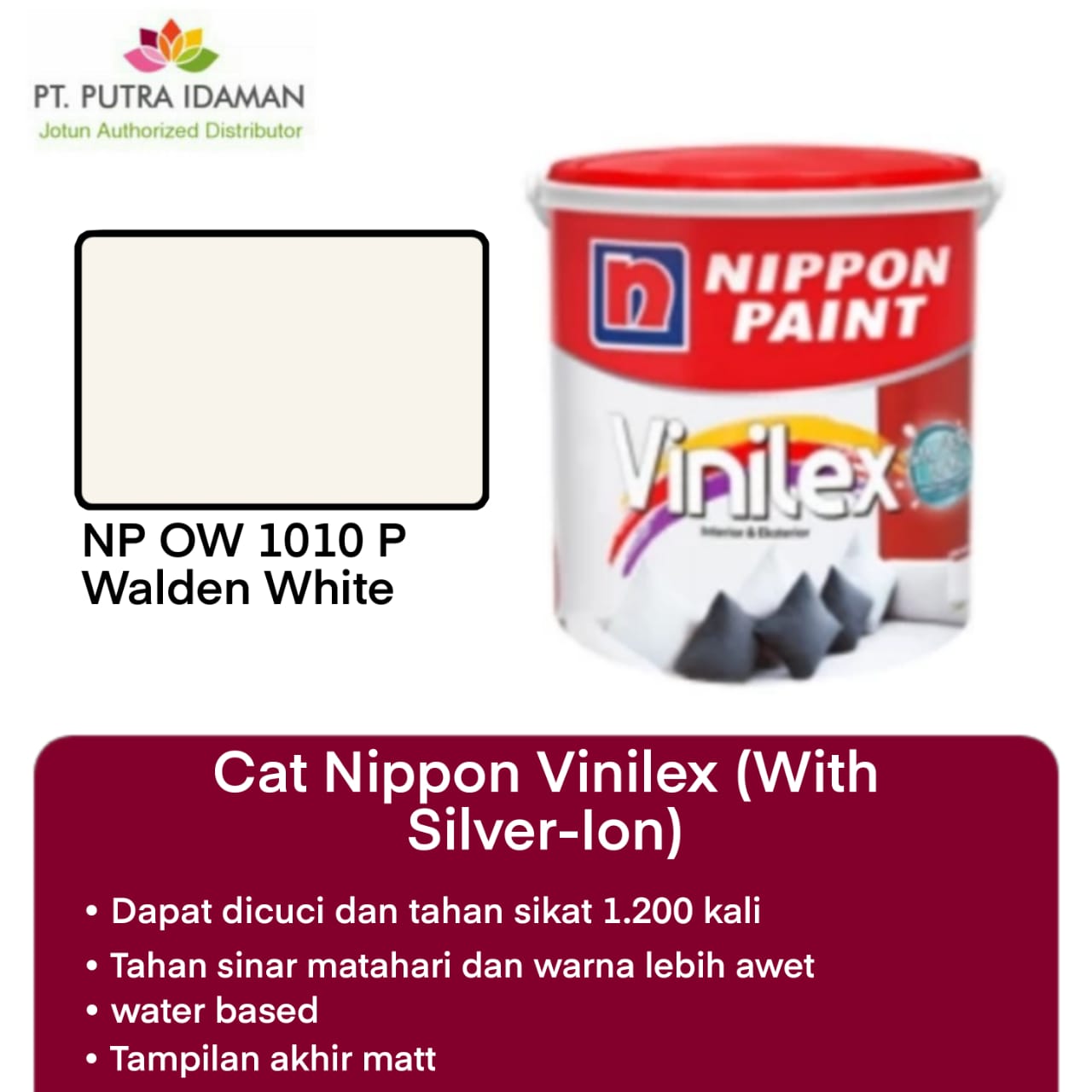 CAT INTERIOR NIPPON PAINT VINILEX WALDEN WHITE OW 1010P Lazada