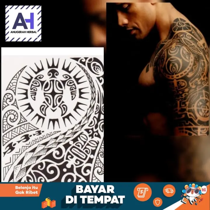 Cod Hb 523 Tato Tribal Temporer Temporary Tatoo Sticker Palsu The Rock Tato Tatoo Stiker Tatoo